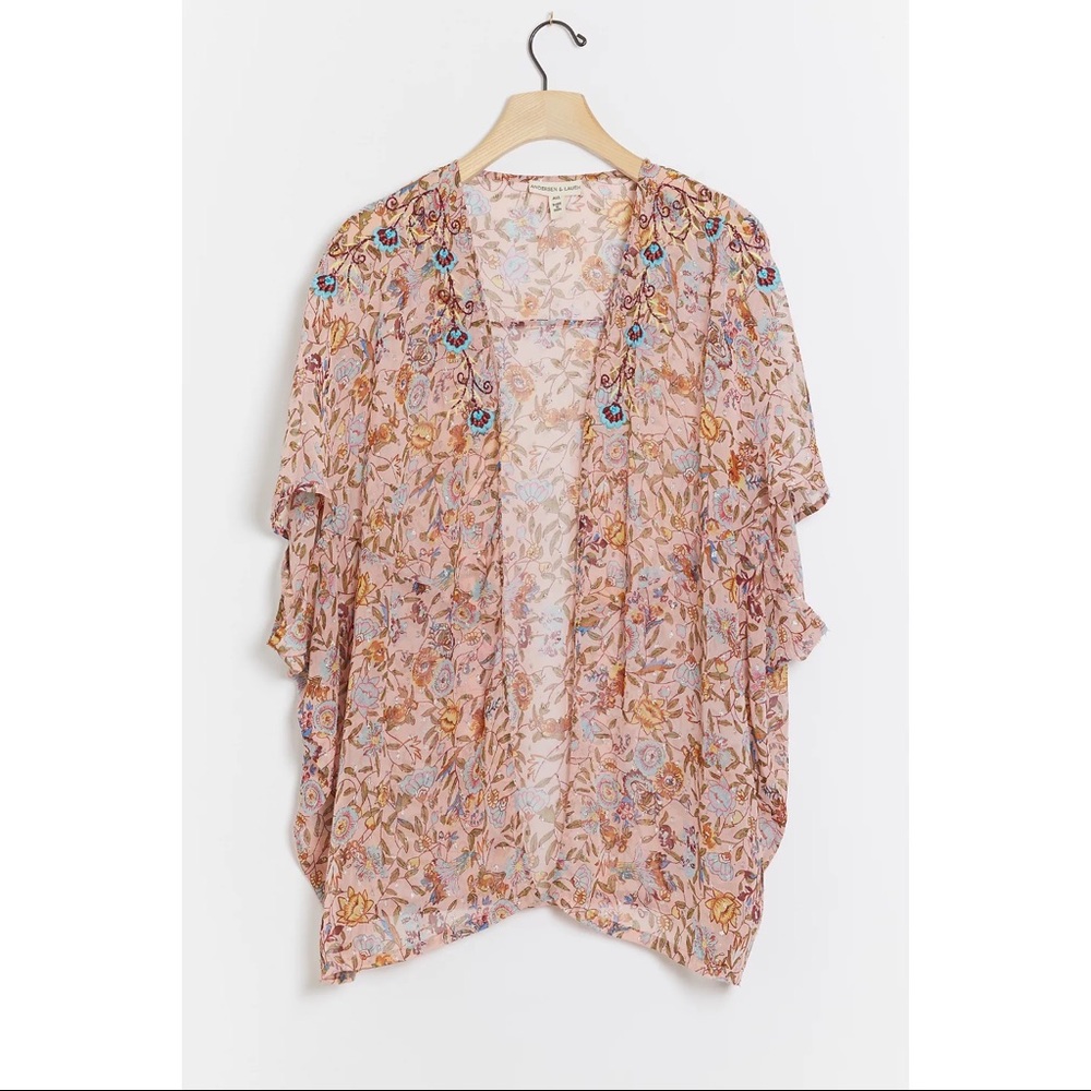 Anthropologie Andersen & Lauth Bella Beaded Shimmer Kimono NWT Size All